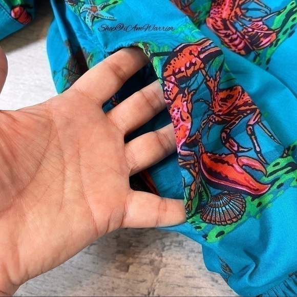 J.Crew tiered turquoise lobster print midi dress shop@iamwarrior - Picture 9 of 15